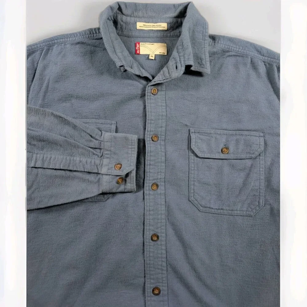 Levi’s Chamois Flannel Shacket Men’s XL Blue Button Up Jacket